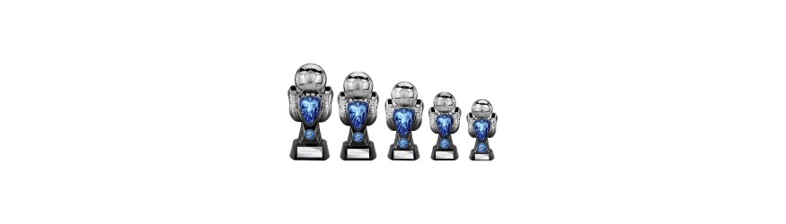 TOURNAMENT SHIRT COLOURED GUNMETAL & BLACK TROPHY - 5 SIZES - 17CM TO 28CM